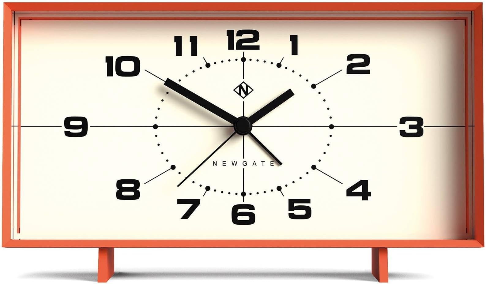 NEWGATE® Wideboy alarm clock | Rectangular retro design | Pumpkin orange | Mid century dial | Ideal for bedside, desk, mantel or shelf | Retro bedroom & office accessory