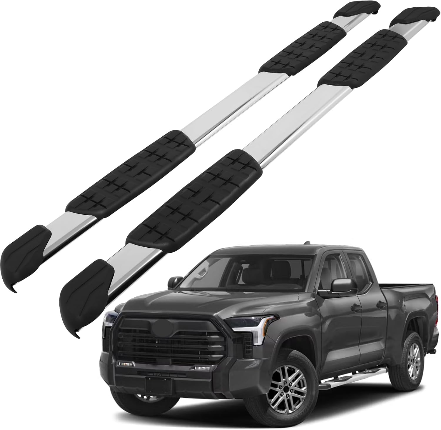 SCITOO Nerf Bar Running Board Side Step Fit for 2007-2021 for Toyota Tundra Crew Max 7.08 inch Stainless Steel Step Bars