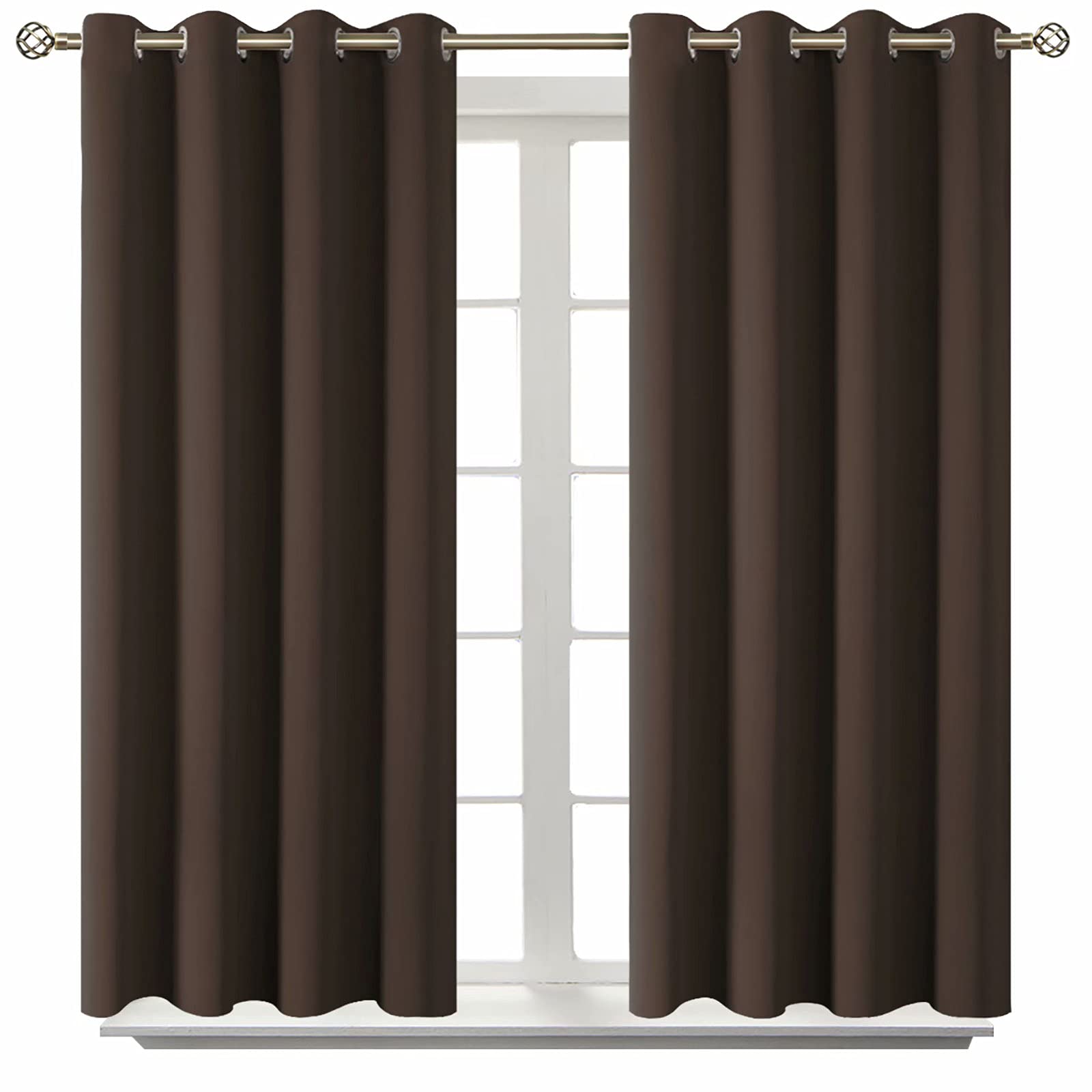 BGment Brown Blackout Curtains for Bedroom 45 Inch Long - 2 Panels