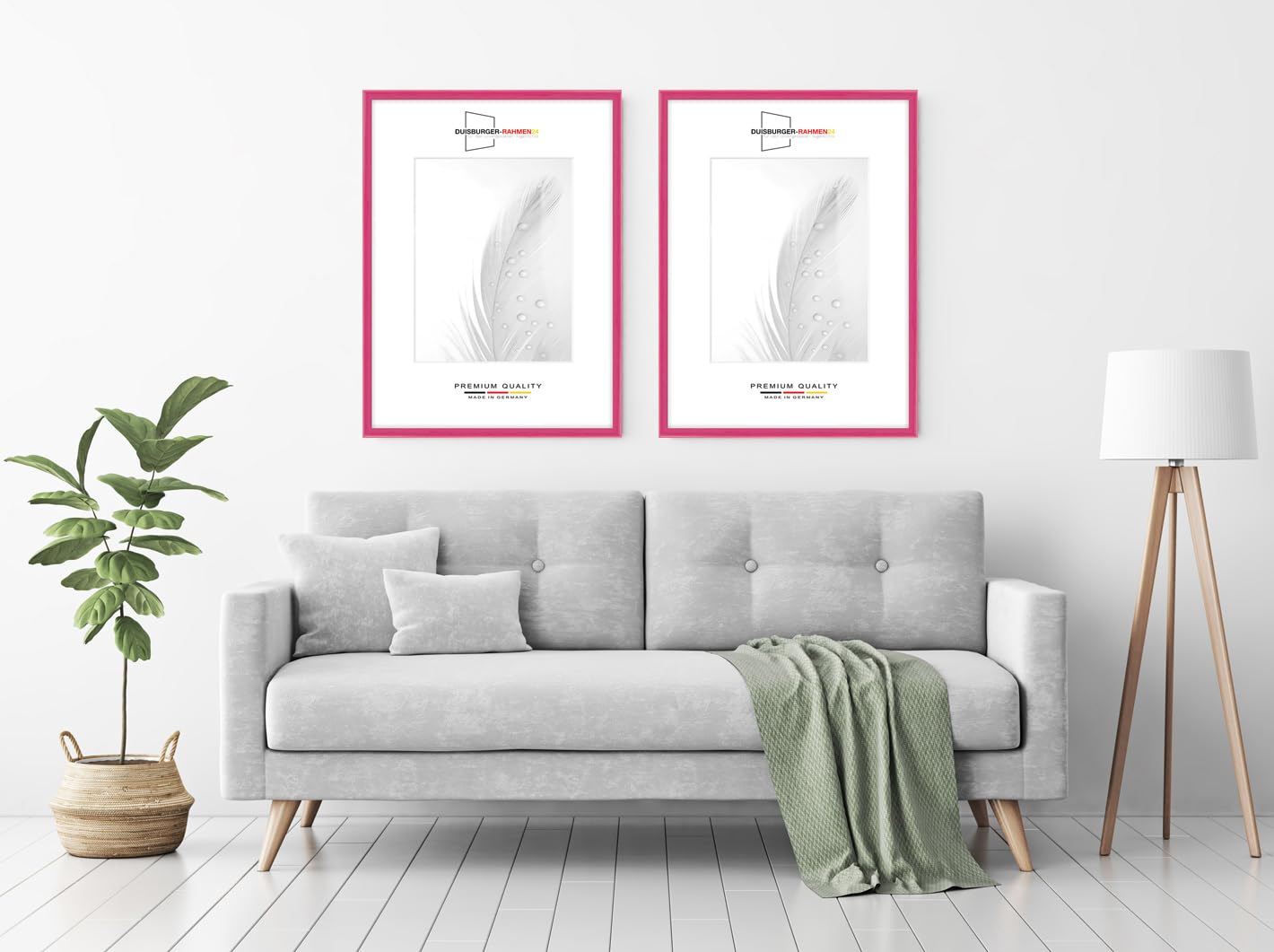 Duisburger-Rahmen24 Holz Bilderrahmen Schmal 59,4 x 84,1 cm DIN A1 in Pink Hochglanz | inkl. bruchsicherer Anti-Reflex Kunstglasscheibe | Rahmen für Poster | Puzzle | Foto collage DR119