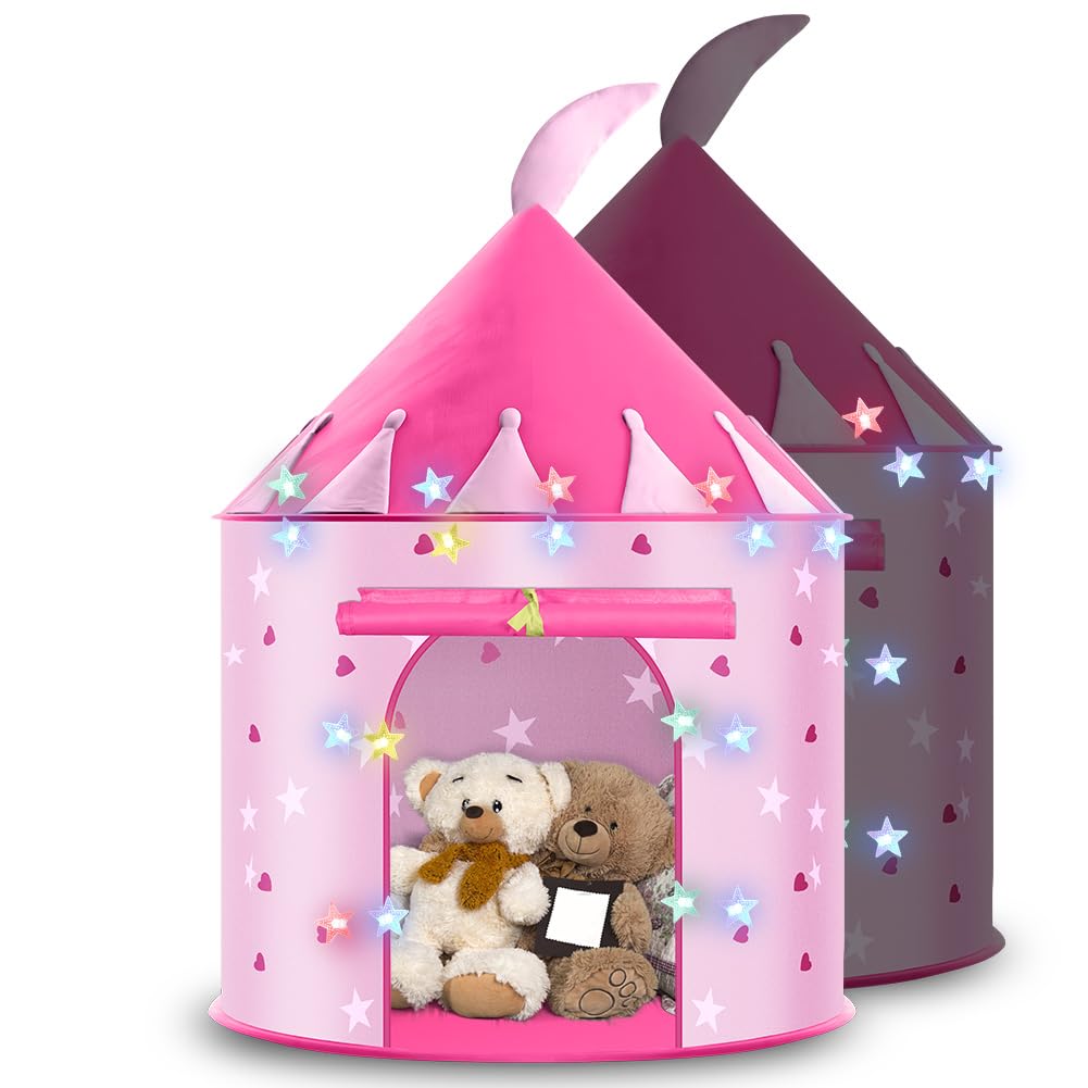 HOTUT Tente de Jeu pour Enfant - Tipi Pop-Up Portable avec Guirlandes Lumineuses, pour Intérieur et Jardin