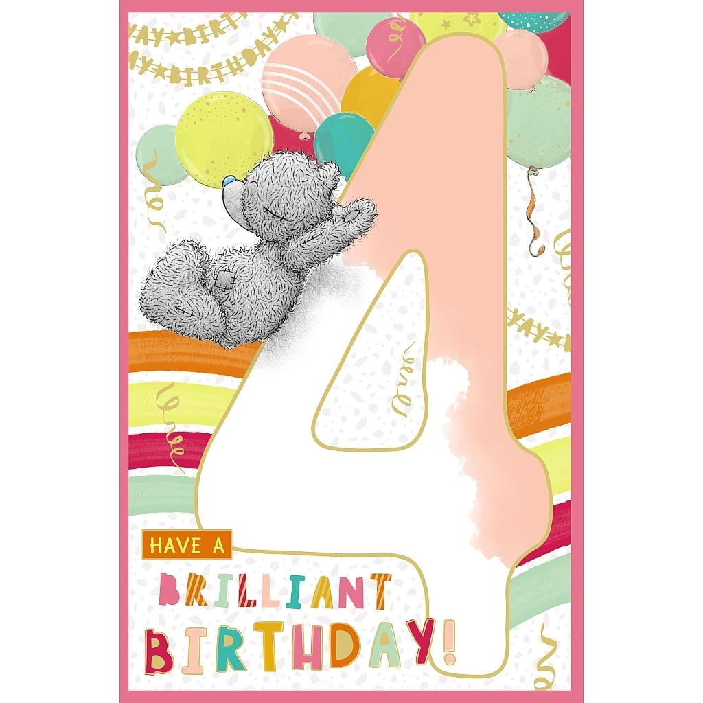 Me To You Tatty Teddy Age 4 Birthday Card, Have A Brilliant Birthday! - Official Collection