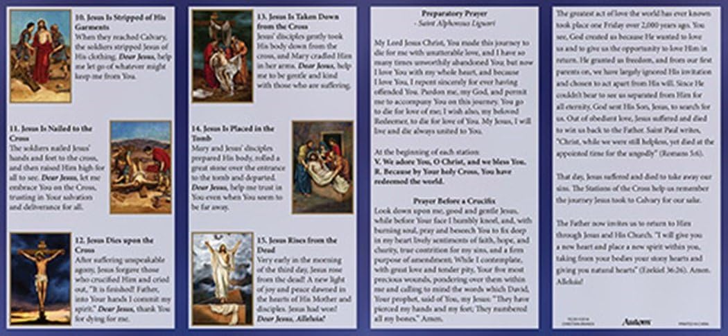 Christian Brands The Way of The Cross Holy Card Pamplet with Reflections and Prayers, Pack of 100