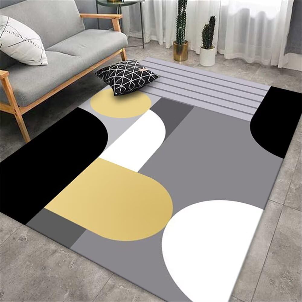 Tapis pas cher grand format gris pour habiller un salon carré froid