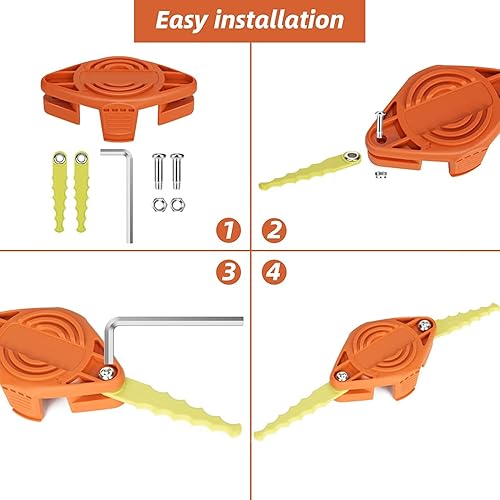 Miniatura 3 de Eyoloty Paquete de 32 cuchillas de repuesto WA0010 compatibles con Worx WA0004 WG154 WG163 WG160 WG180 WG175 WG155 WG151 cabeza de policarbonato,