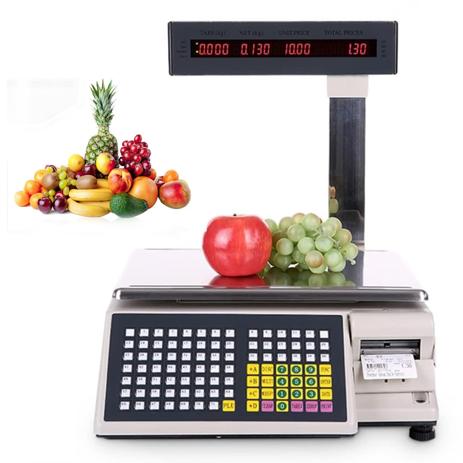 JKJZSALJ Label Printing Scale With Label Printer And Dual Screen,Commercial Price Computing Scale,Bar Code Printing Scale,Digital Label Printing Scale,With Double-Sided Disp,66lb
