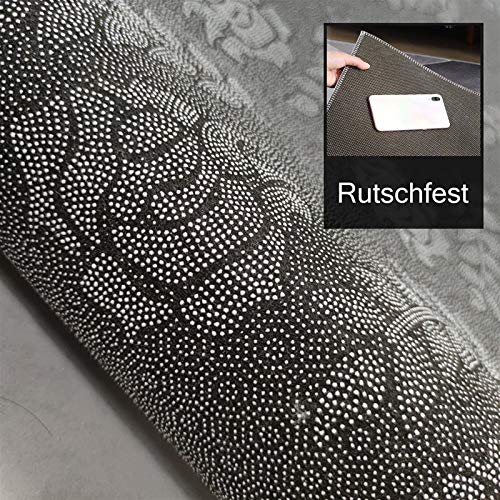 ZVEZVI Teppich Läufer Flur Küche rutschfest Waschbar Grau und Schwarz Geometrisches 3D-Muster 40x200cm Bunter Modern Rutschfest Waschbar Vintage Kücheläufer Teppichläufer Polyester Meterware Anpassbar