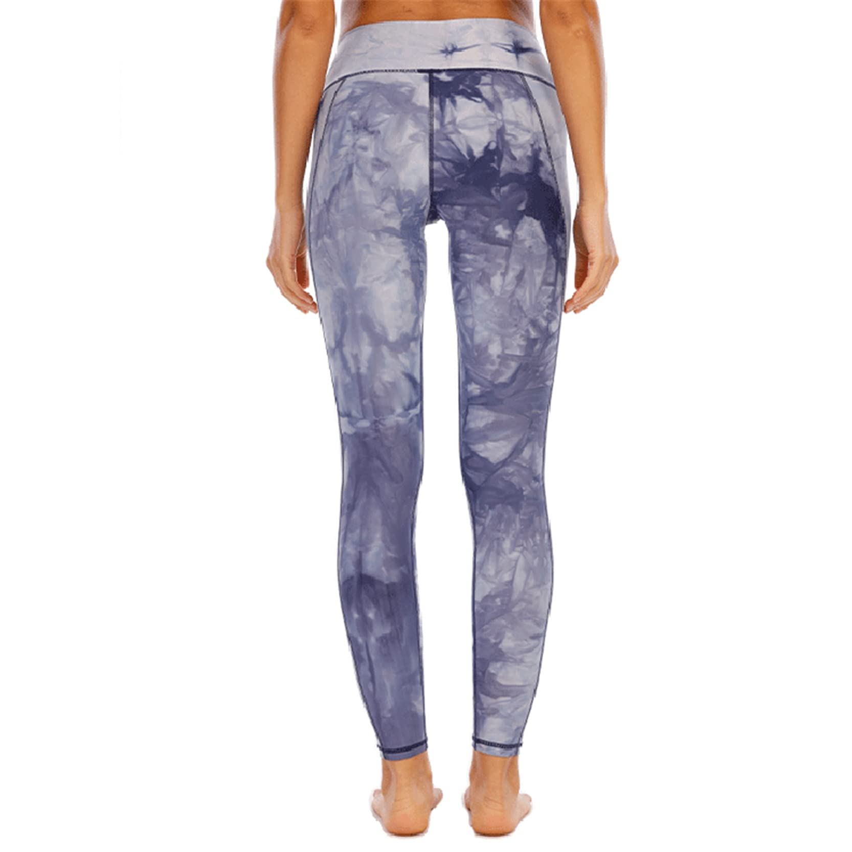 Damskie legginsy do jogi, na fitness, Damska damska Dye Drukuje Wysoką Talię Skinny Legginsy Długość kostki Treningowe Spodnie jogi Bieganie Fitness Sporty Z Kieszeniami rozciągliwe sportowe legginsy