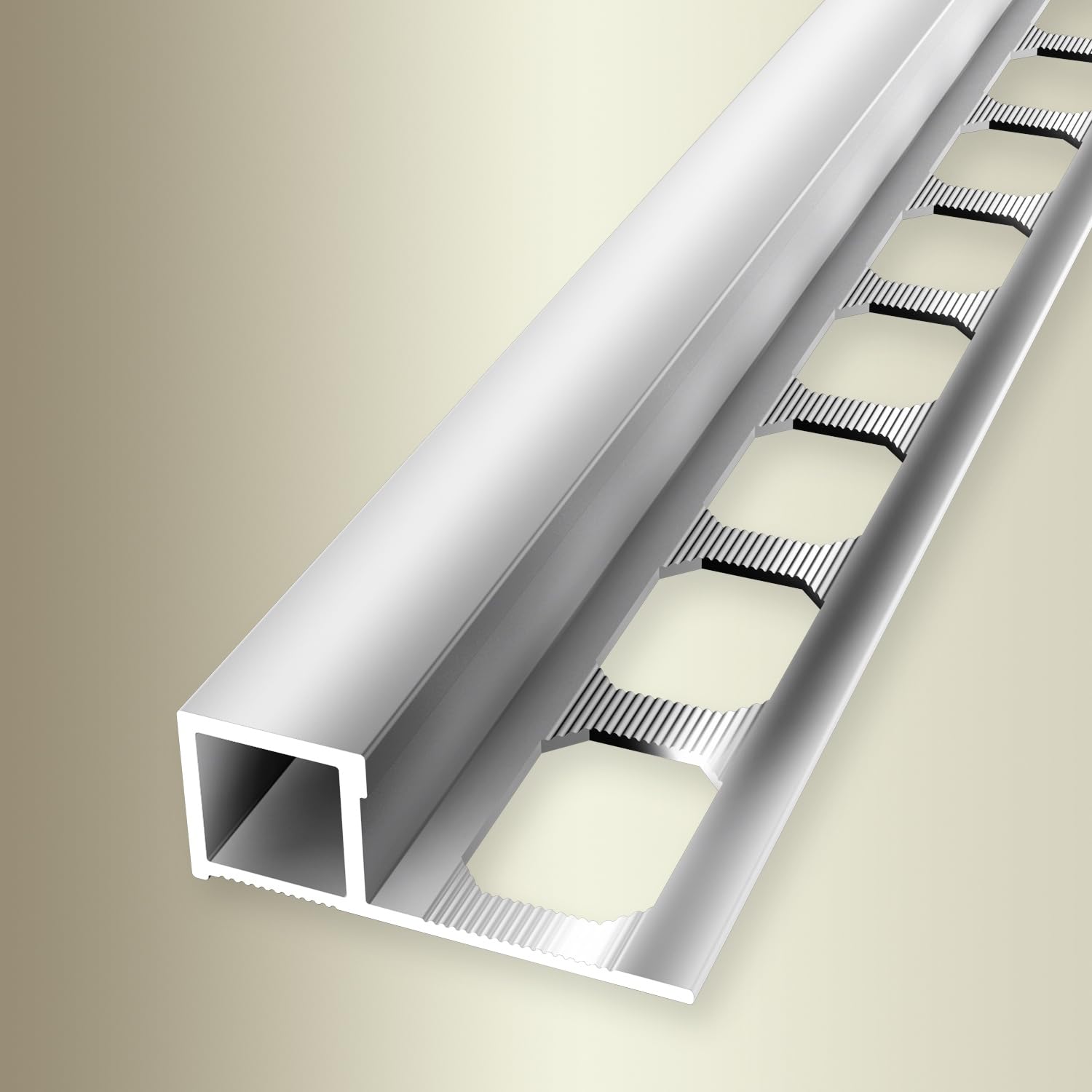 Randleistenprofil 12.5 x 35 x 2500 mm Einfasshöhe 12.5 mm Quadratprofil Aluminium Wandabschluss Geschlossen Gestanzt Metallprofil Silber Glanz Küberit