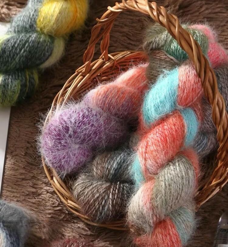 6/10 Rollos de Hilo de Lana de Fibra Larga Degradado de 100 g, Hilo Suave para Tejer a Mano, para Gorros, Bufandas, Suéteres, Chales y Mantas de Ganchillo DIY