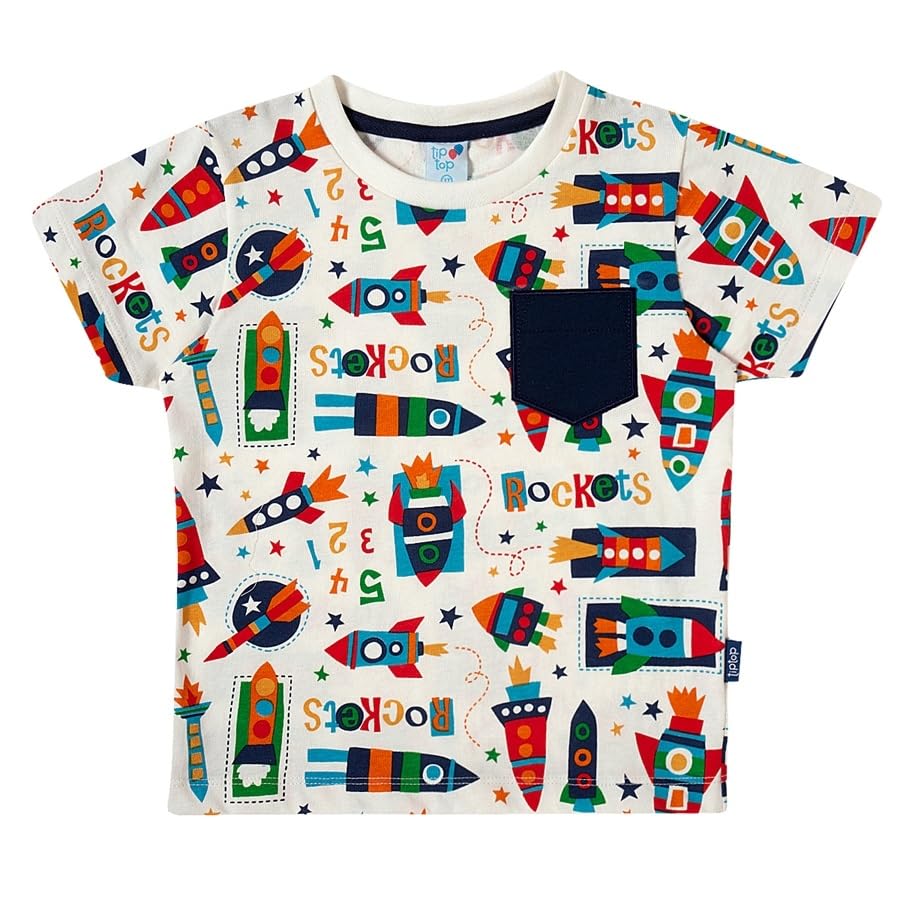 Camiseta Menino Infantil Criança Unissex Estampa Foguetes em Algo...