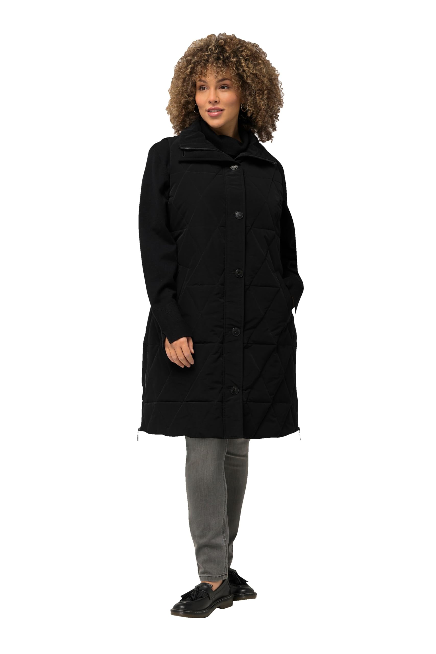 Ulla Popken Damen große Größen Übergrößen Plus Size HYPRAR Funktions-Longsteppweste, Stehkragen, recycelt 820811