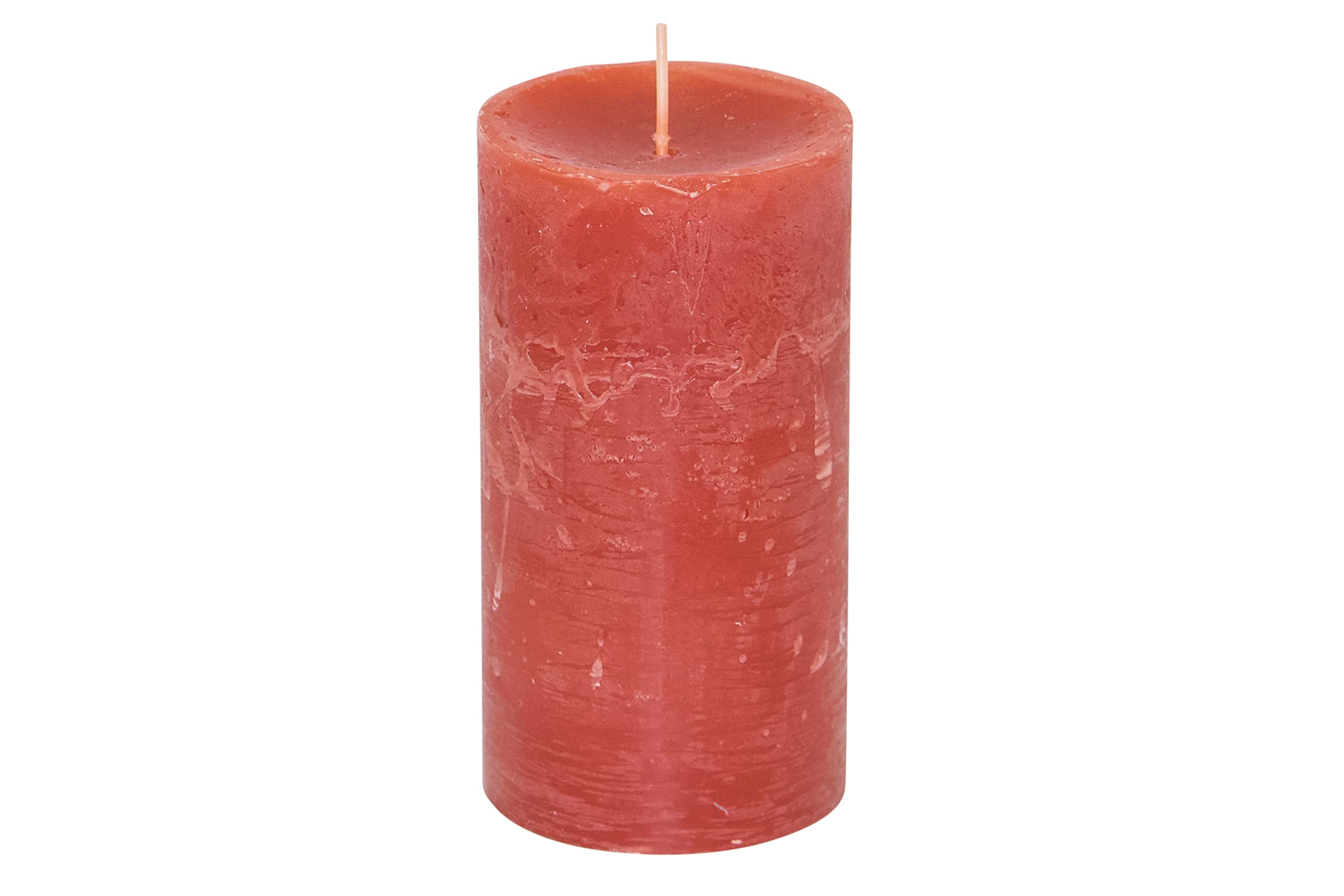 Stumpenkerzen Rustic 4er Set - Stumpenkerze, Blockkerze, Kerze, Adventskranz, Advent - Kein Ruß - Brenndauer: 60 Std. - viele Farben - 7x13 cm (Rot)