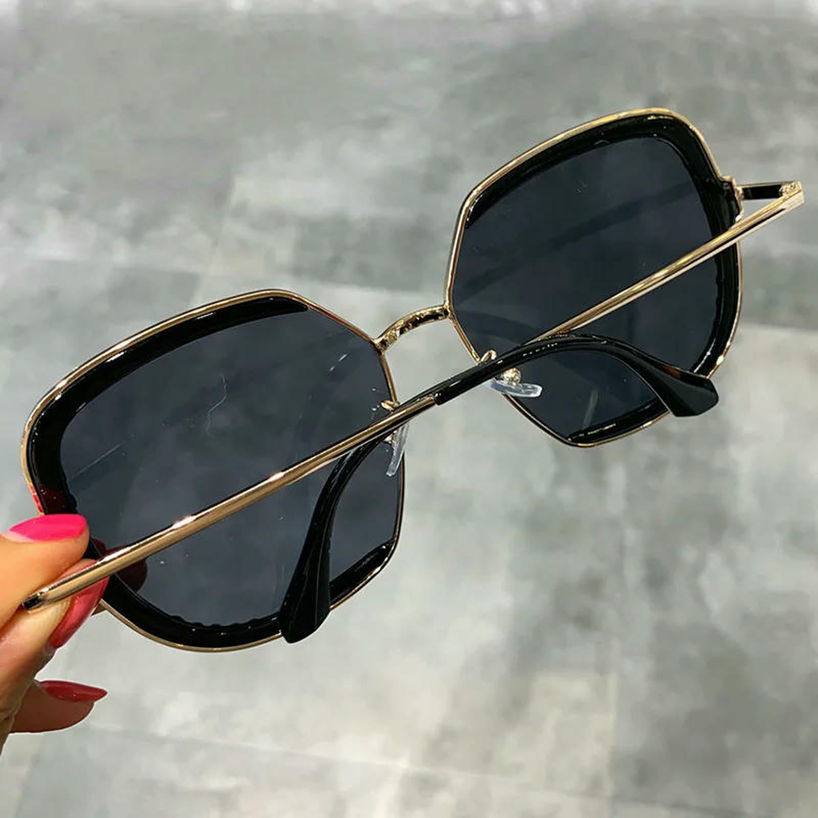 Occhiali da Sole Donna Quadrati Oversize Fatti A Mano Pois-Rosa