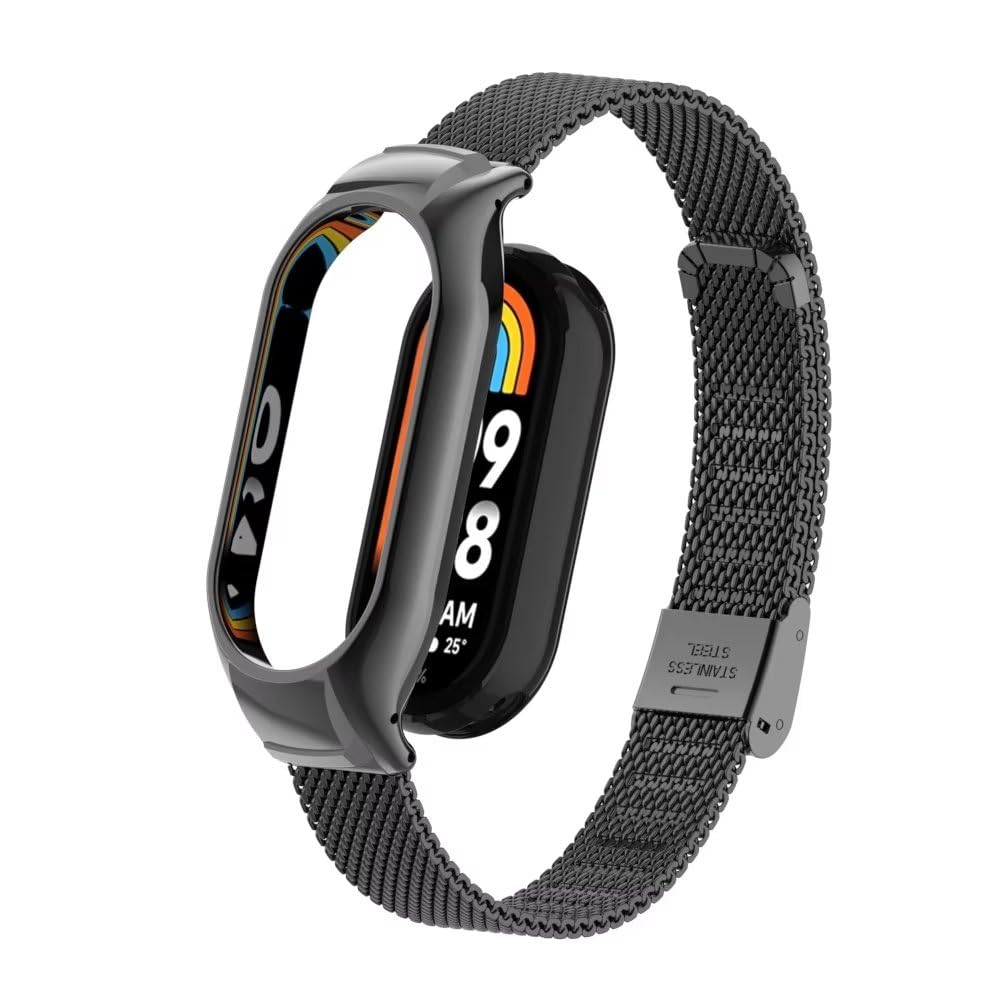 nuosiweilang Bracelet Compatible with Xiaomi Mi Band 8 Strap Metal Stainless Steel Replacement Wristband WatchBand Accessories for Xiaomi Smart Band 8 - Image 2