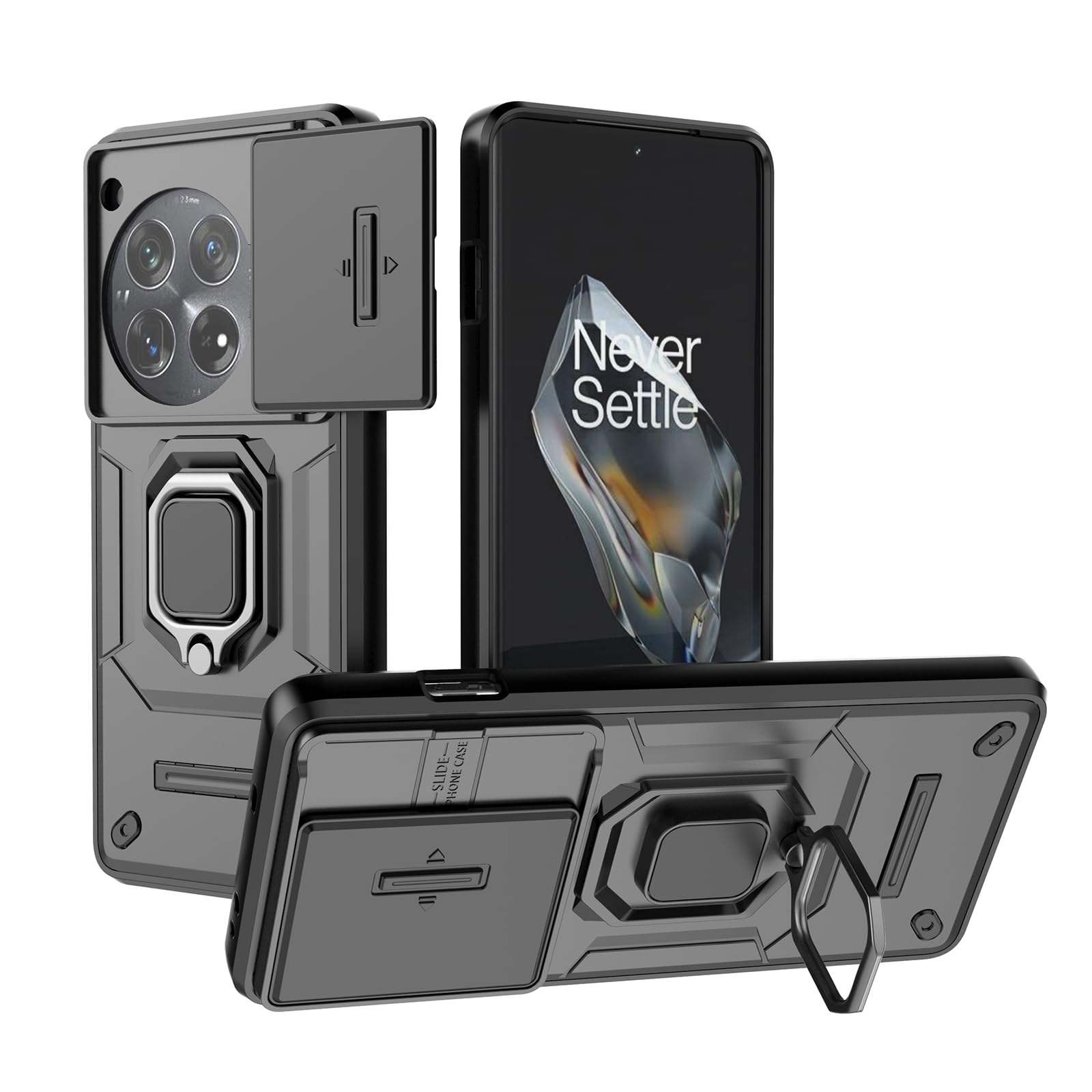 BAIDIYU Cover per OnePlus 12 Custodia, Assorbimento degli urti, Staffa, Resistenza alla caduta, Doppio strato TPU + PC, Adatto per OnePlus 12.(Blu