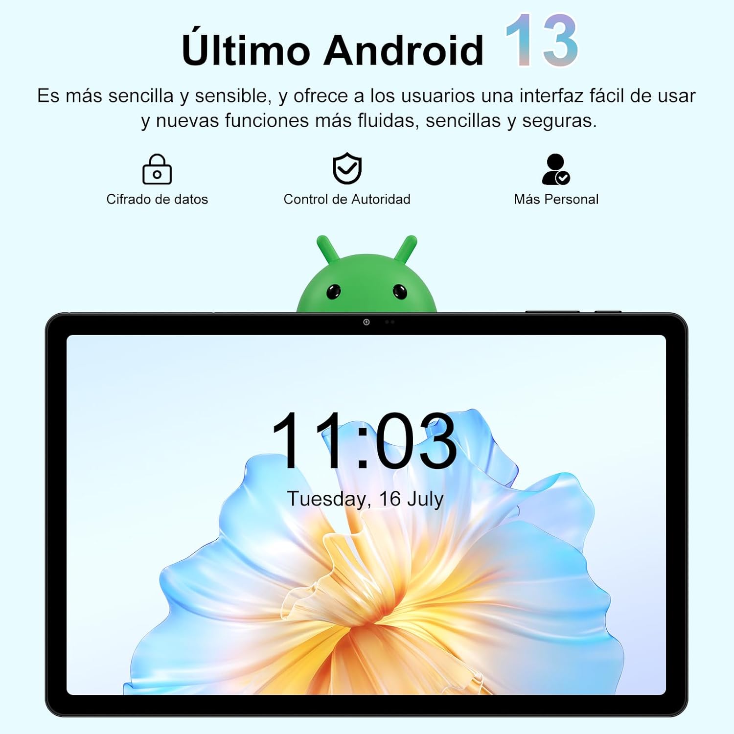 Android 13 interface on GOODTEL G9 Tablet, showing a lock screen with time and date.