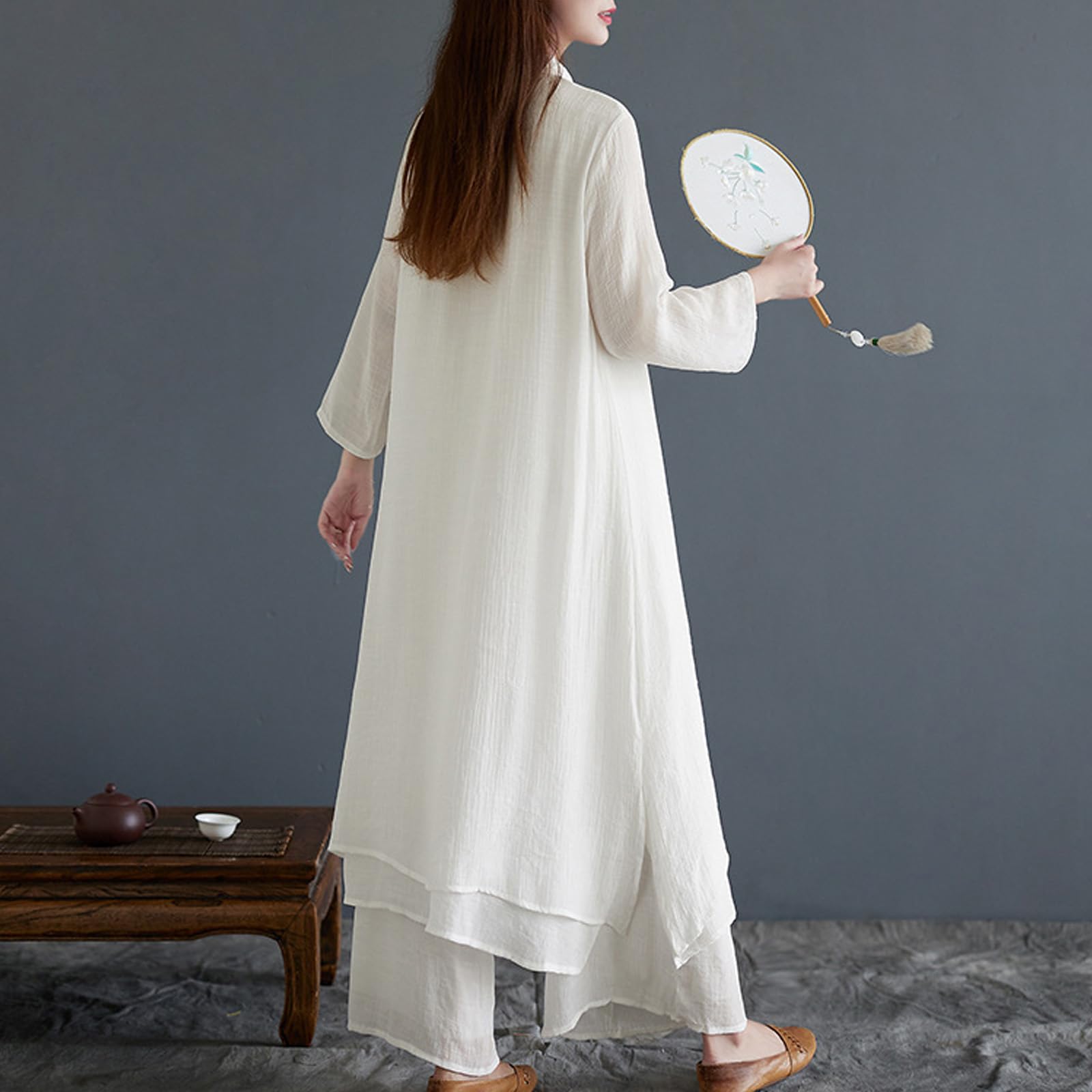 Tai-Chi-Kleidung für Damen, Traditionelles Chinesisches Kung-Fu-Set aus Baumwolle und Leinen, Uniform für Zen-Meditation, Kampfsport, Wing Chun-Bekleidung