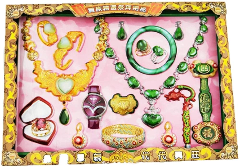 LEVINE Funeral supplies,Ritual Items-Incense Paper Funeral Supplies Three-Dimensional Jewelry Set-Chinese Joss Paper Heaven Bank Notes Ghost Money -Sacrificial Offerings Strengthen Connection Wi