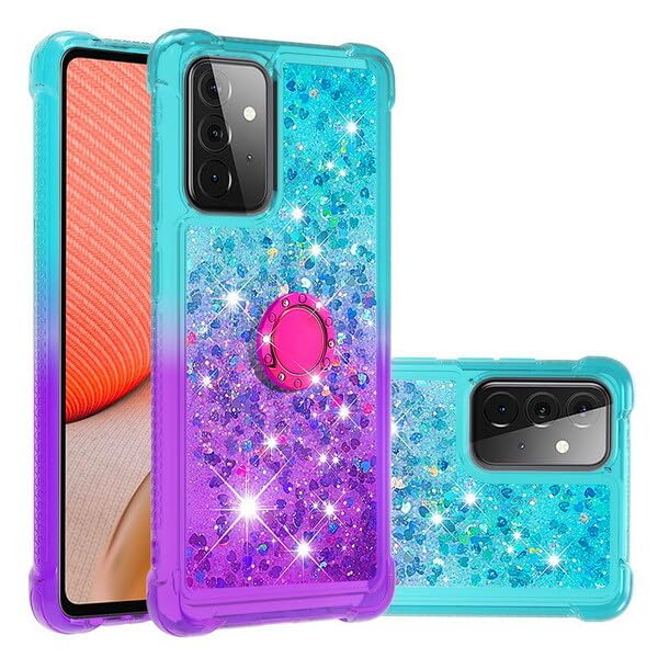 Coque Samsung A70 silicone paillettes bleu ciel violet protection arrière