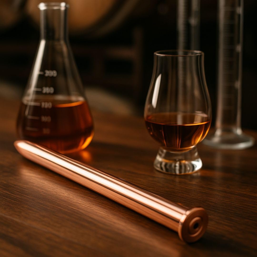 Whisky Thief y Valinch Pipeta de Cobre 20 cm Artesanal para Muestras de Whisky y Vino