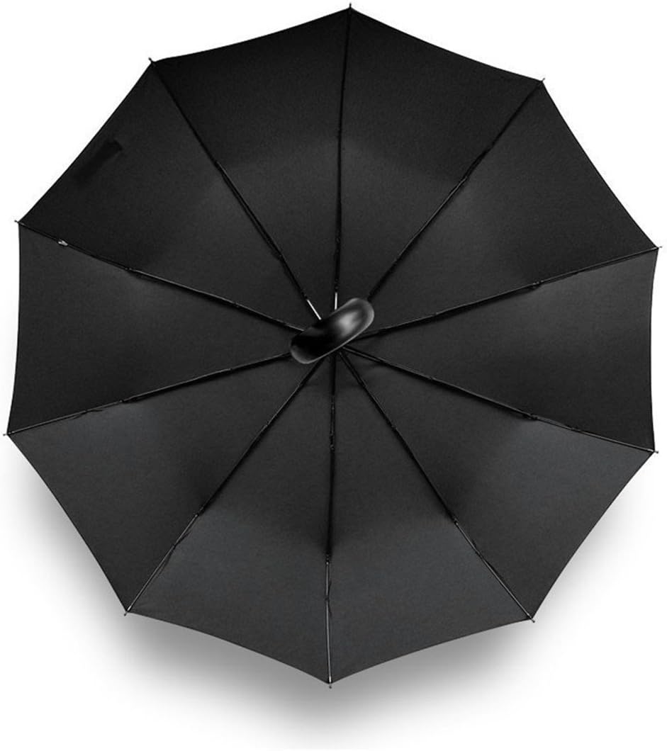 TRADE® Travel Umbrella, Cortex Hook Handle Auto Open & Close Vented Windproof UV Protection Umbrellas with 10 Metal Ribs and Large Canopy for Business Man (Black)