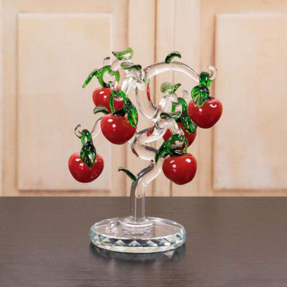 MCWJ Cristal Cristal Cerezo estatuillas artesanía fengshui Ornamento casa decoración navideño año Nuevo Regalos Souvenirs decoración Adorno-6 PCS CERRRIAS ÁRBOL