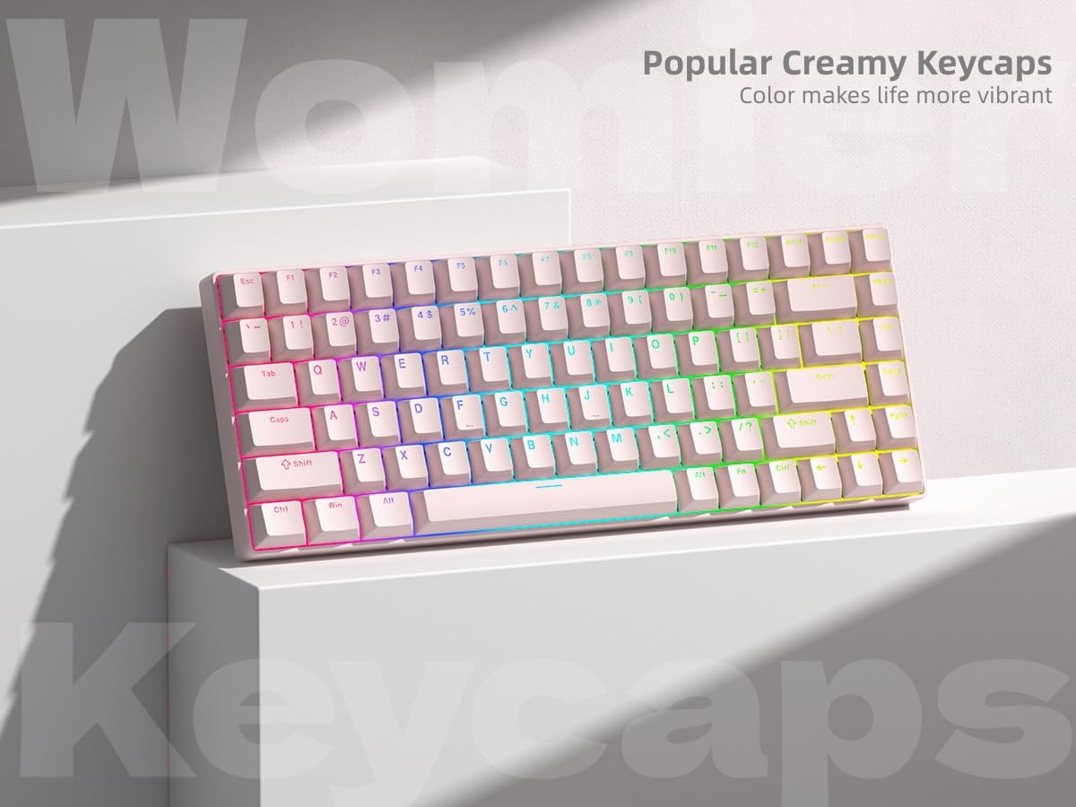 Womier Pink Shine Through Keycaps, PBT Keyboard Keycaps Cherry Profile, Custom Keycap Sets Suitable for 60% 65% 75% 80% 100% Mechanical Keyboards