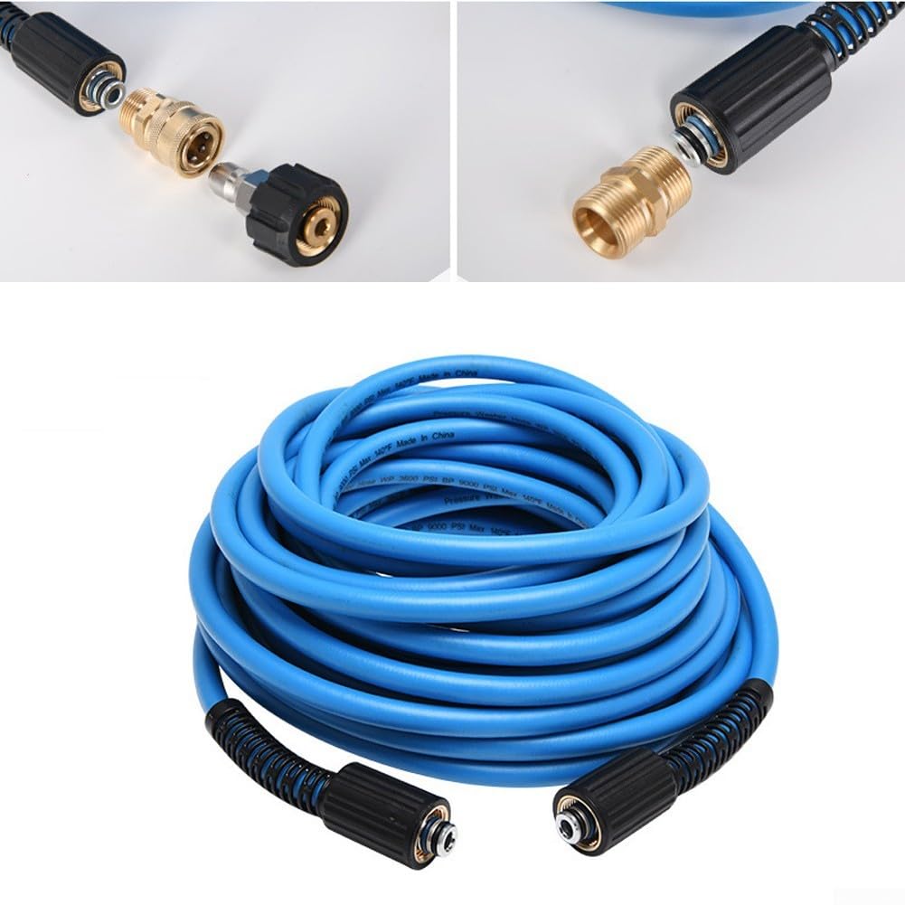 Manguera de extensión de lavadora de alta presión para accesorios M22, manguera de agua flexible de PVC de 3600 PSI con conectores, manguera de repuesto azul para limpieza doméstica y comercial (20