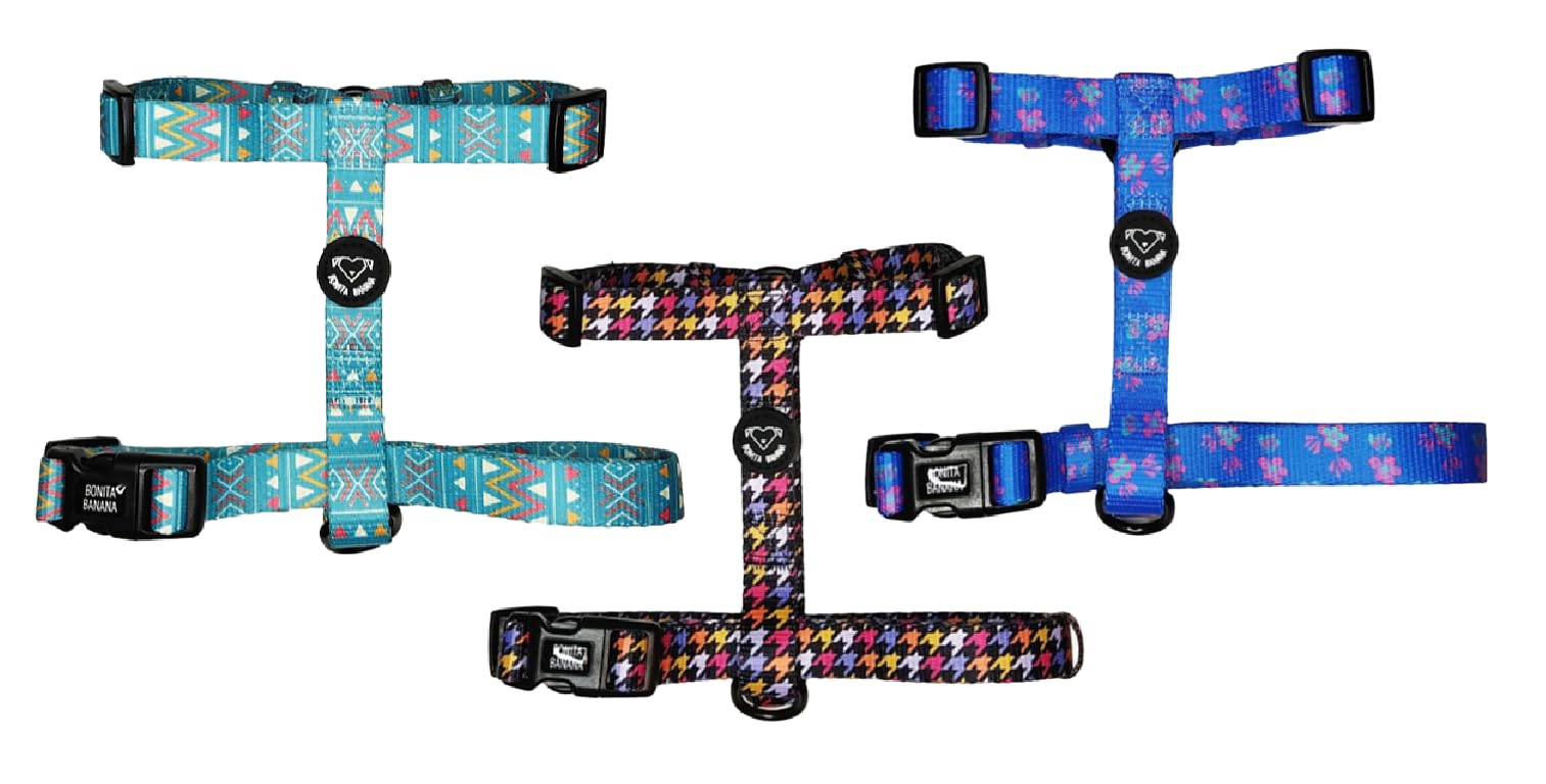 BONITA BANANA | Arnés Tipo H para Perros. Ajustable con Cierre de Seguridad. Suave, Resistente y Ligero. (ÉTNICO, M)