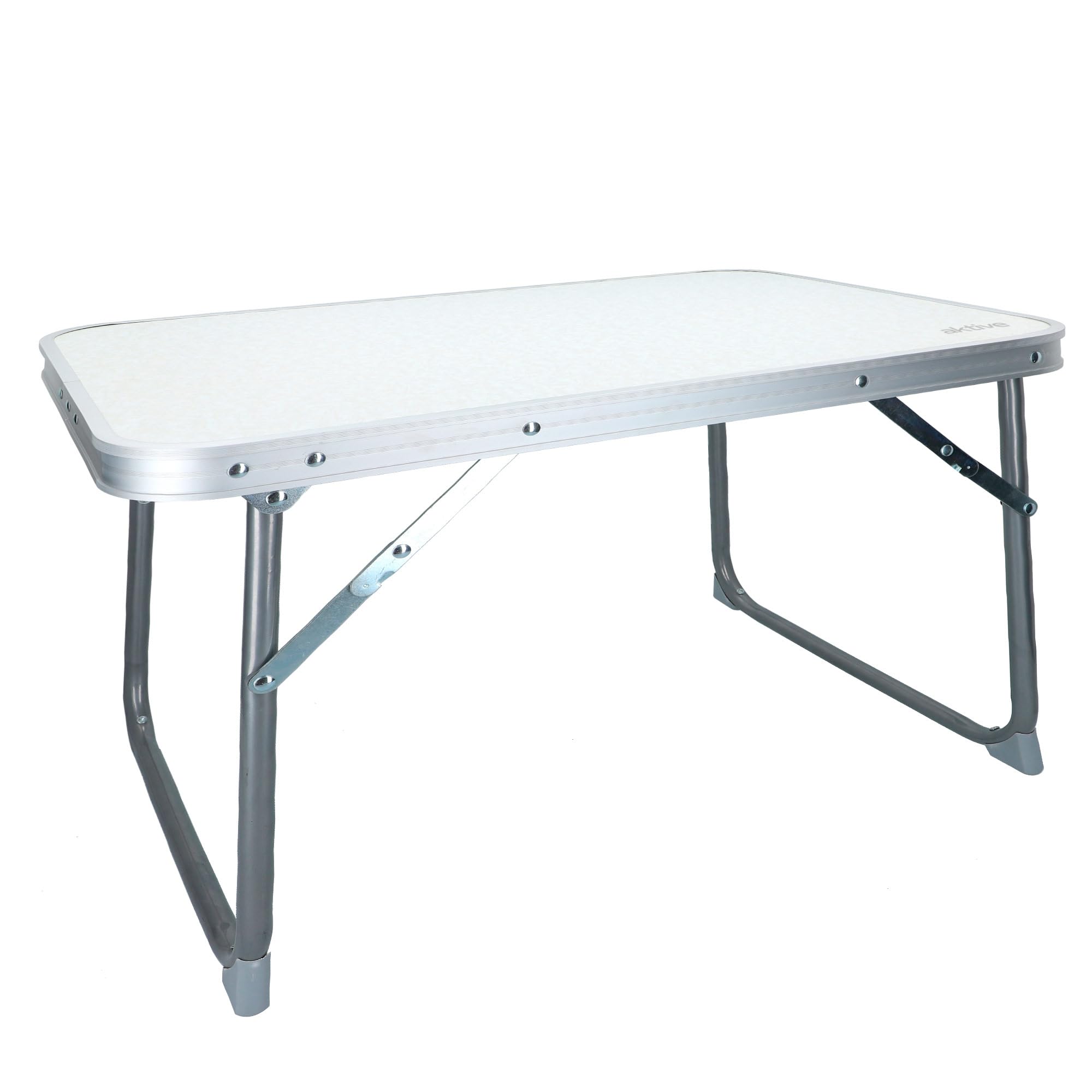 AKTIVE Tavolo da spiaggia pieghevole 60x40x40cm bianco metallo legno campeggio