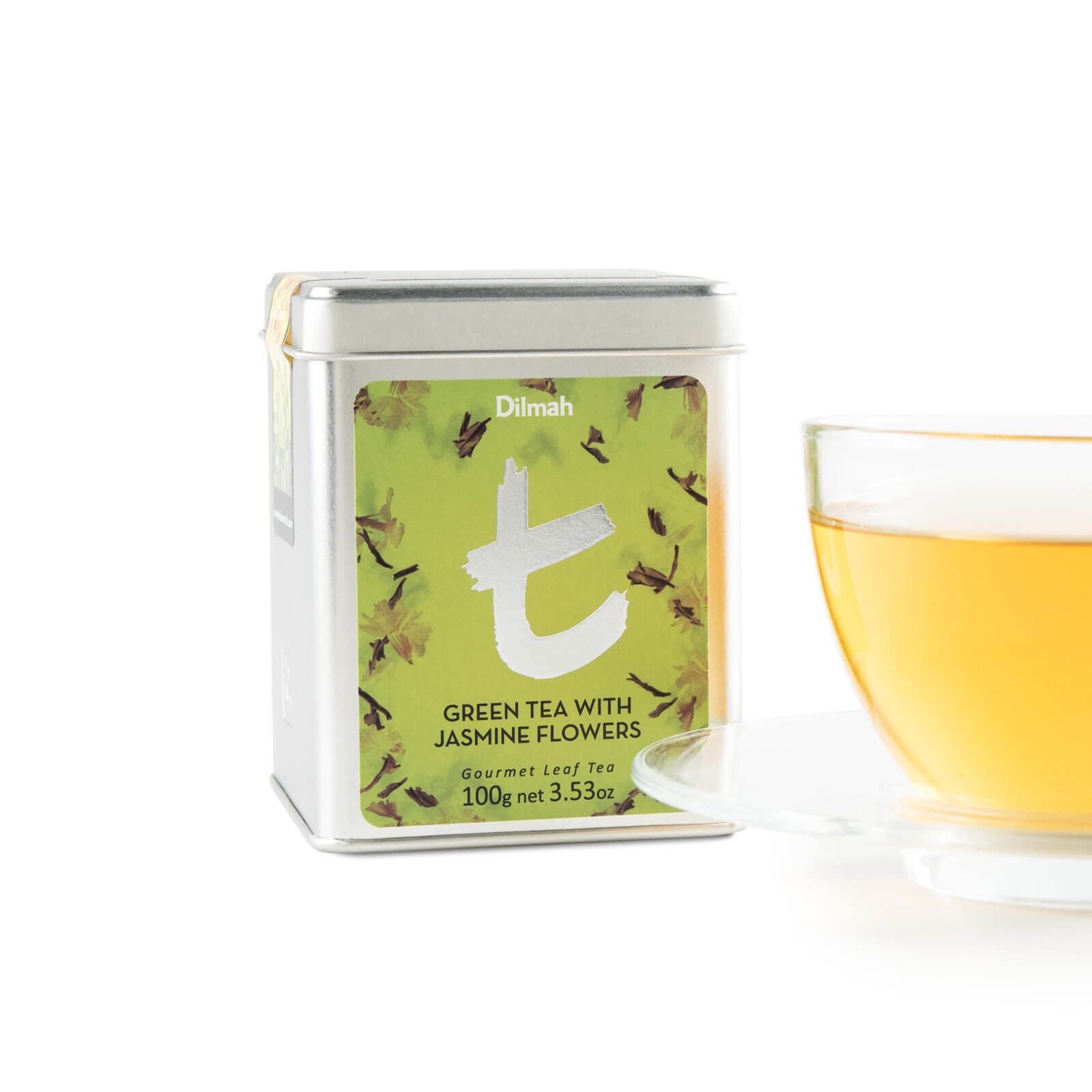 Dilmah Green Tea with Jasmine Flowers - Gourmet Loose Leaf Tea 100G - Pure Sri Lankan Green Tea