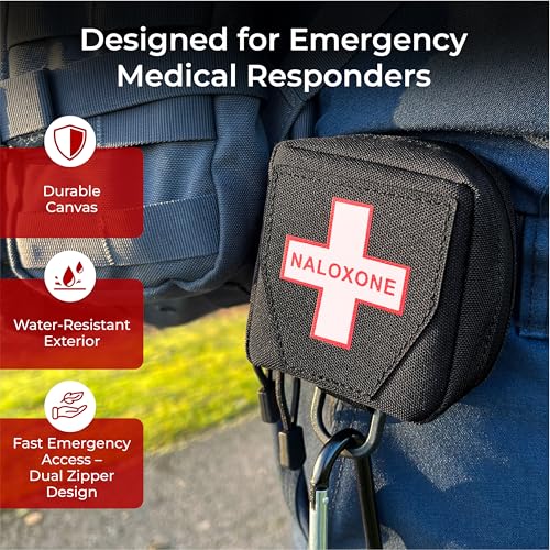 Image of 10 Pack Naloxone Belt Pouch for Overdose Kits with MOLLE Straps | Attaches to Duty Vests, Backpacks & Belts | Compact Design Holds Two Naloxone Nasal Spray Doses & Accessories | Naloxone Not Included