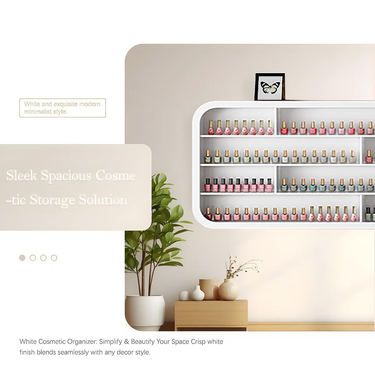 Estante de Pared para esmaltes de uñas: Estante de Madera para esmaltes de uñas, Estante Expositor de cosméticos de 1 Metro, Organizador Multifuncional para esmaltes de uñas, Productos de be