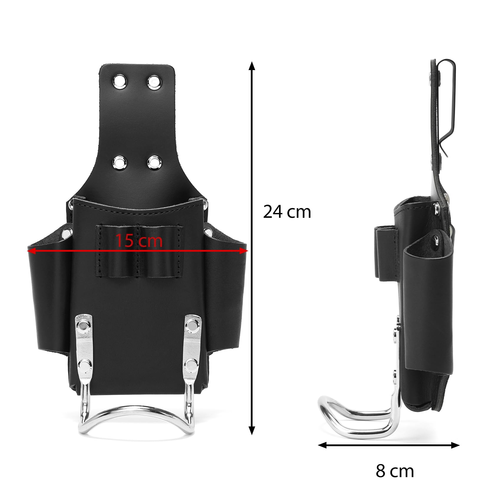 Ceinture Porte-Outils, Pochette pour Ceinture, Sac à Outils en Cuir véritable, Porte-Marteau pour charpentiers, couvreurs, Artisans (Noir)