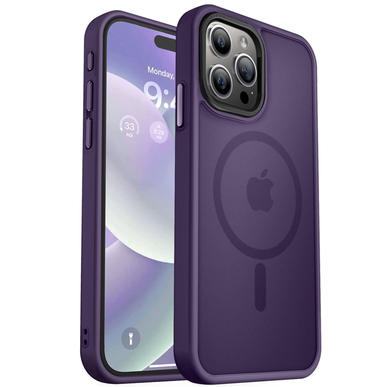 MOCCA Magnetic Shockproof for iPhone 15 Pro Max Case,Deep Purple