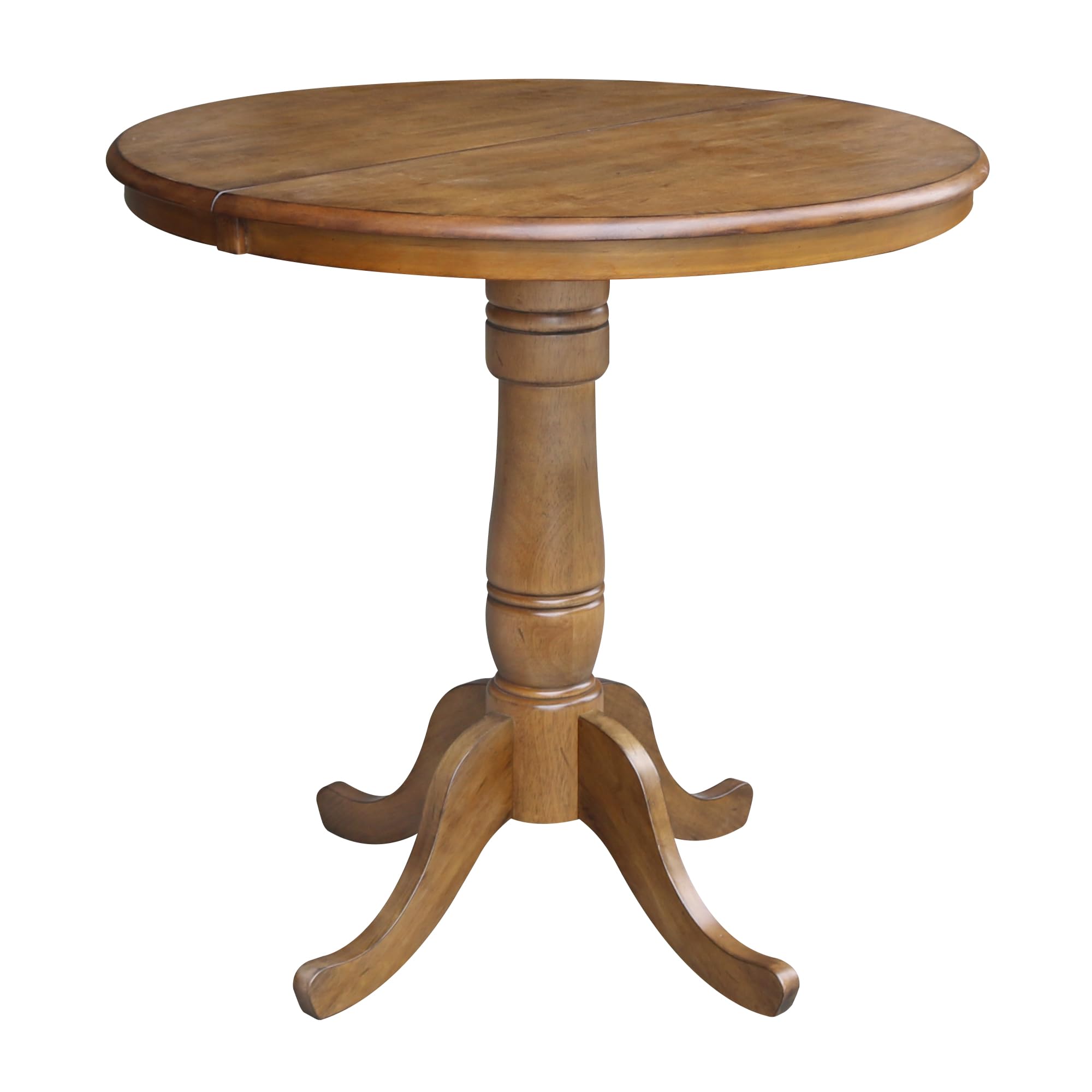 IC International Concepts 36 inch Pedestal Table with Leaf Pecan