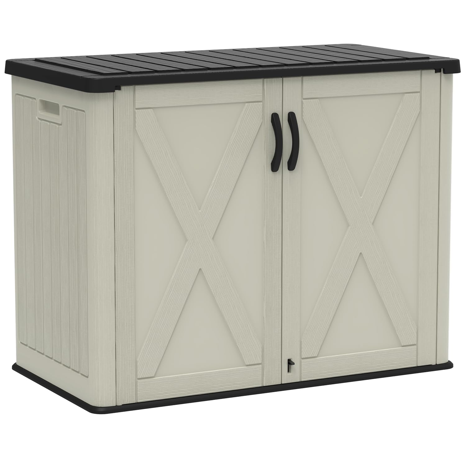 Devoko 26 Cu Ft Plastic Outdoor Storage Cabinet, Beige