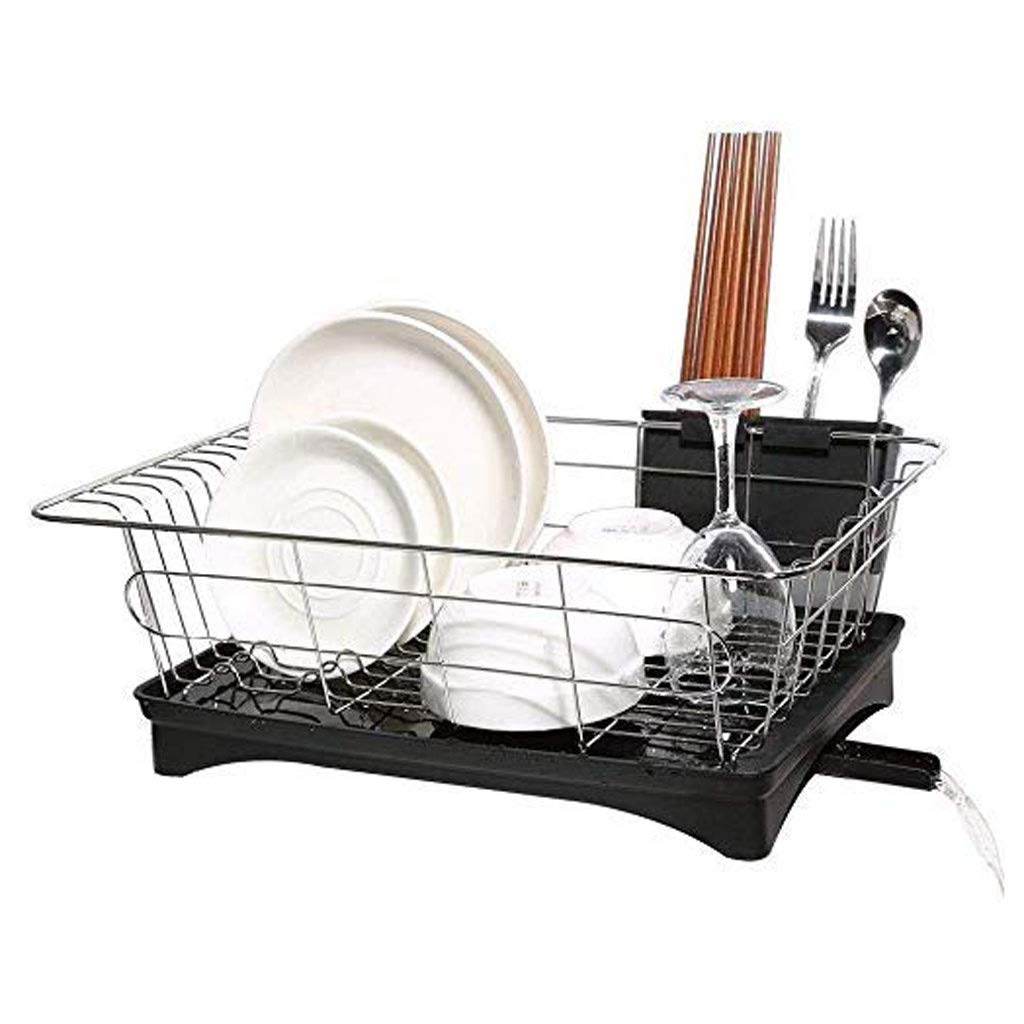 Égouttoir à Vaisselle en Acier Inoxydable avec bac de vidange Porte-Couverts de Cuisine Filtre Baguettes Support de Rangement