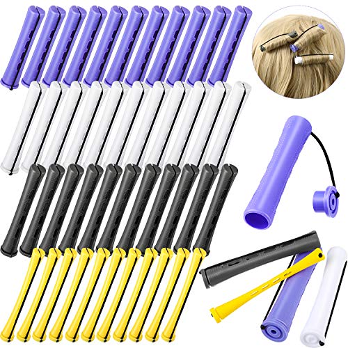 48 Pieces Plastic Hair Perm Rods Long Variety Perm Rods Hair Curling Roller Rods for Women Girls Hair Hairdressing Styling Tools, 4 Sizes