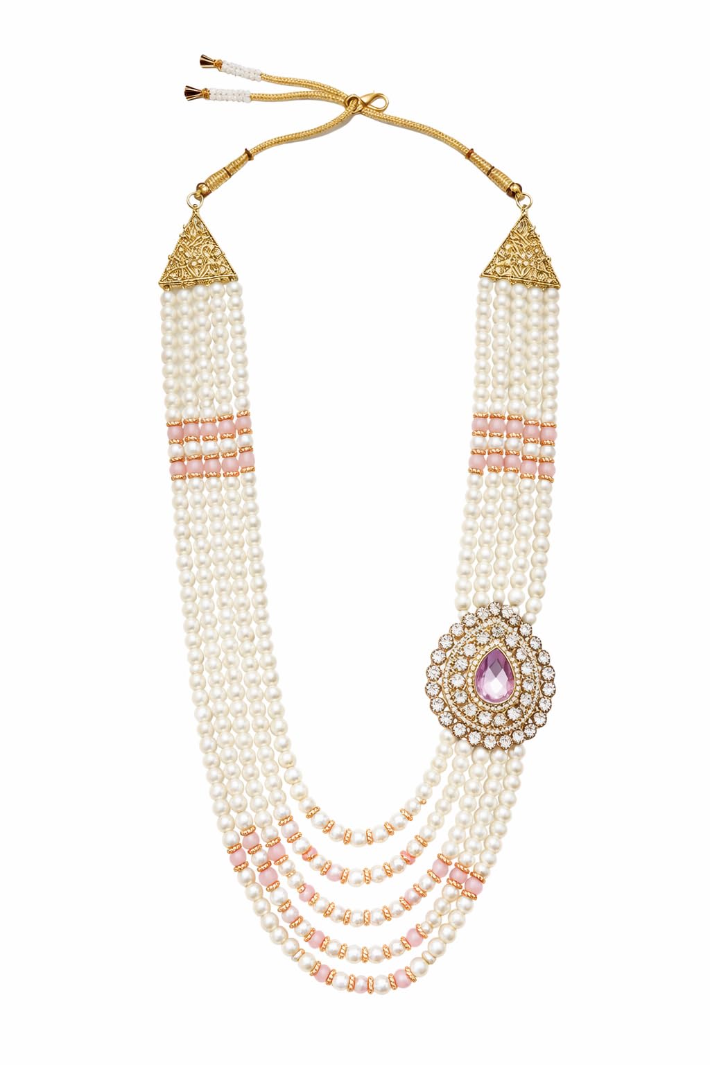 Royal Groom Pearl Mala for Men | Wedding Sherwani Necklace | Pink Beads Multi Layer Dulha Haar | Designer Wedding Mala-image-36