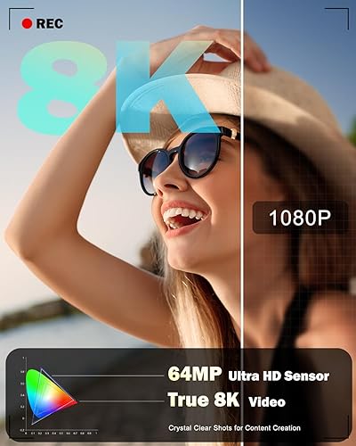 Miniatura 2 de NBD Cámaras digitales 8K para fotografía, cámaras fotográficas de 64MP, cámaras de vlogging de viaje para YouTube con pantalla giratoria de 180°,