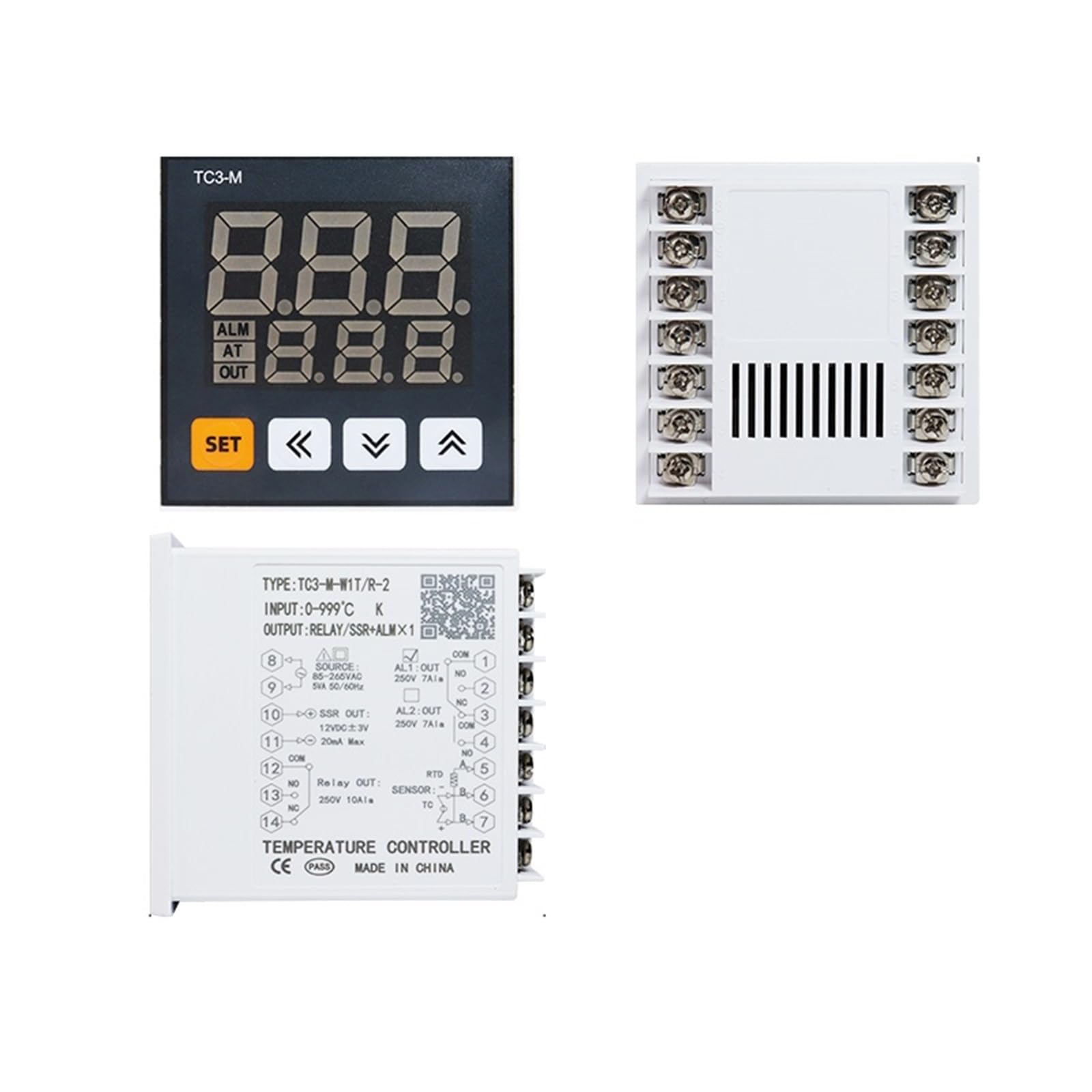Controlador de temperatura termorregulador de 220 V CA, entrada PT100 KJ, TC3S, TC3H, TC3M, termostato digital PID for control de temperatura de 0 a 999 °C.