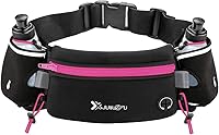 Number-one Running Hydration Belt with 2x175ml Water Bottles - Waterproof Waist Pack Fits iPhone for Running Hiking Cycling Rose Red