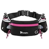 Number-one Running Belt with Water Bottles(2 x 175ML), Hydration Belt Waterproof Waist Pack Bag Fits iPhones Adjustable Sports Waist Pouch for Marathon Running Hiking Cycling, Rose Red