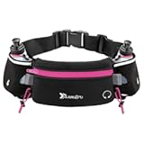 Number-one Running Belt with Water Bottles&lpar;2 x 175ML&rpar;&comma; Hydration Belt Waterproof Waist Pack Bag Fits iPhones Adjustable Sports Waist Pouch for Marathon Running Hiking Cycling&comma; Rose Red