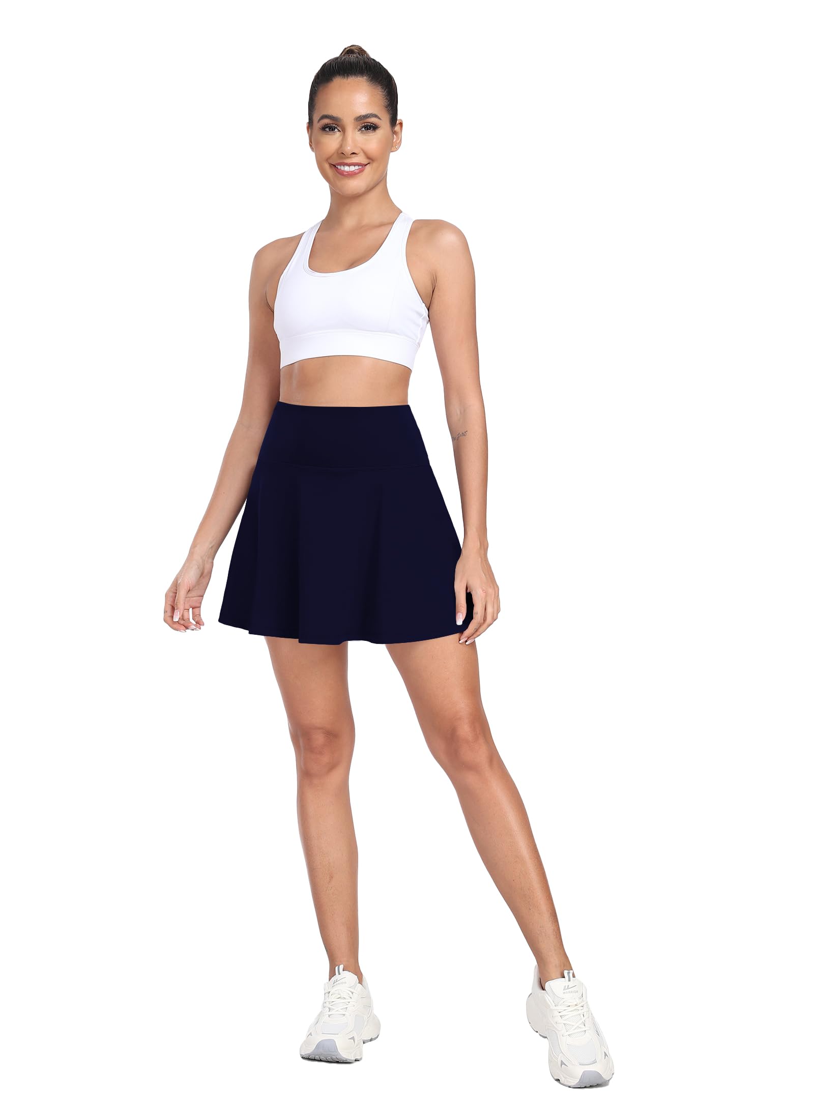 Falda de tenis plisada para mujer con pantalones cortos debajo de la falda de golf atlética de cintura alta con volantes para correr y entrenar QYY24027