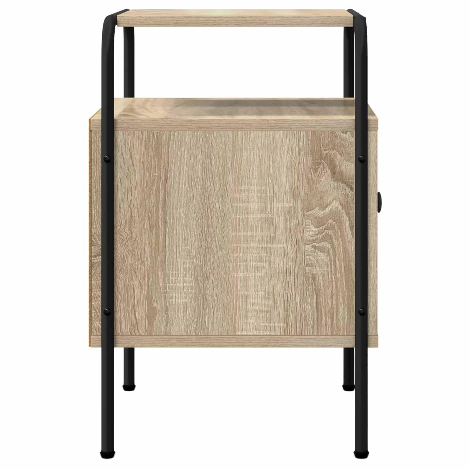 Armadio da notte in legno ingegnerizzato rovere sonoma con struttura in acciaio zincato, mobiletto moderno salvaspazio con anta e ripiano