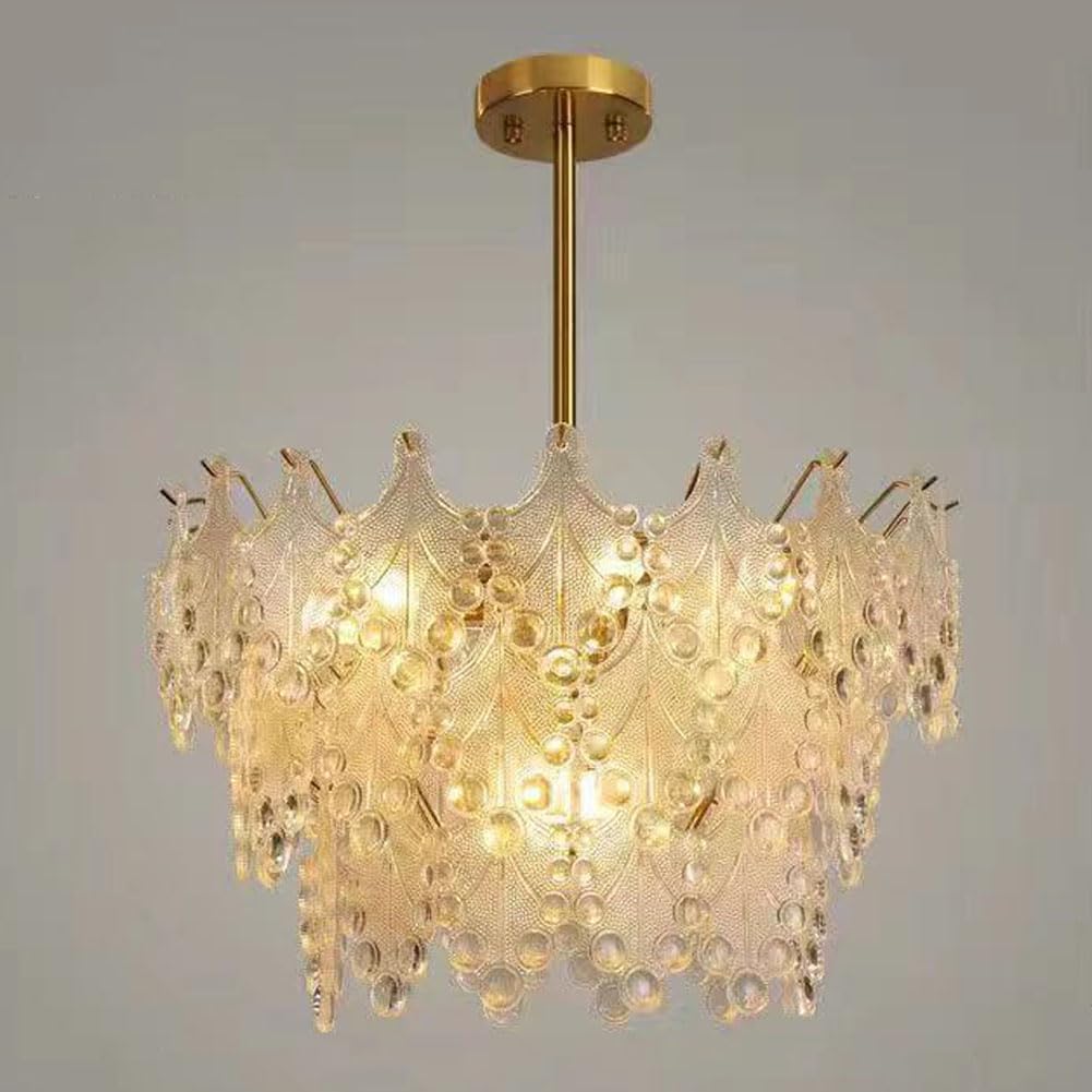 KXEcoLife Modern retro glass chandelier, creative light luxury for living room hotel sample dining lamps and lanterns,Boom,60cm