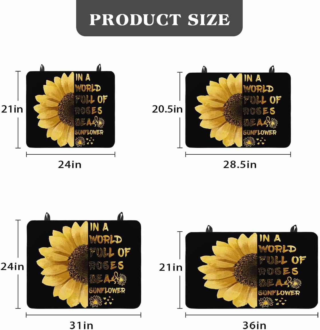 Stove Cover for Electric Stove, Sunflower Inspirational Quotes Black Stove Top Cover for Glass Top, Heat Resistant Rubber Mat Foldable Cooktop Cover Top Protector, 28.5"x20.5"
